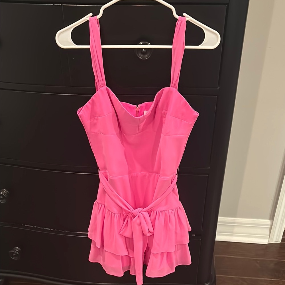 Amanda Uprichard Hot Pink Tiered Mini Dress